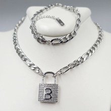 Ланцюжок із кулоном Stainless Steel. Сталь. Родій. Довжина: 43.5-48.5 см. Довжина кулона: 23 мм