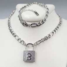 Ланцюжок із кулоном Stainless Steel. Сталь. Родій. Довжина: 43.5-48.5 см. Довжина кулона: 23 мм