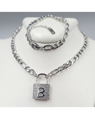 Ланцюжок із кулоном Stainless Steel. Сталь. Родій. Довжина: 43.5-48.5 см. Довжина кулона: 23 мм