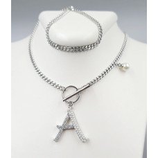 Ланцюжок із кулоном Stainless Steel. Сталь. Родій. Довжина: 43.5 см Довжина кулона: 24 мм