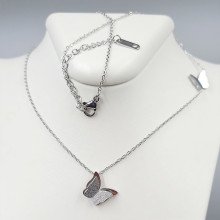 Ланцюжок із кулонами Stainless Steel. Сталь. Родій. Довжина: 42-47 см