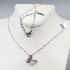 Ланцюжок із кулонами Stainless Steel. Сталь. Родій. Довжина: 42-47 см