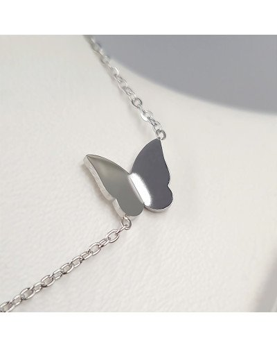 Ланцюжок із кулонами Stainless Steel. Сталь. Родій. Довжина: 42-47 см