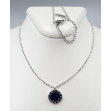 Ланцюжок із кулоном Stainless Steel. Сталь. Родий. Довжина: 40.5-45.5 см Діаметр кулона: 12 мм