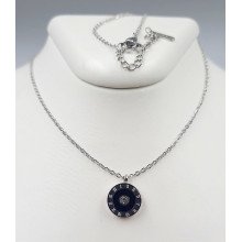 Ланцюжок із кулоном Stainless Steel. Сталь. Родій. Довжина: 39.5-45 см Діаметр кулона: 11 мм
