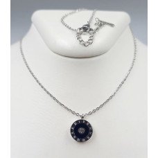Ланцюжок із кулоном Stainless Steel. Сталь. Родій. Довжина: 39.5-45 см Діаметр кулона: 11 мм