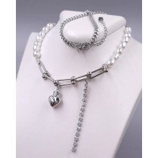 Ланцюжок із кулоном Stainless Steel. Сталь. Родій. Довжина ланцюжка: 41-46 см