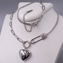 Ланцюжок із кулоном Stainless Steel. Сталь. Родій. Довжина ланцюжка: 45.5-50.5 см Довжина кулона: 17 мм