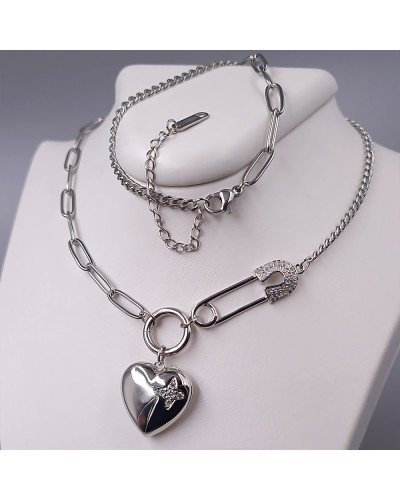 Ланцюжок із кулоном Stainless Steel. Сталь. Родій. Довжина ланцюжка: 45.5-50.5 см Довжина кулона: 17 мм