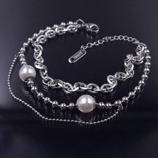 Браслет Stainless Steel. Сталь. Родій. Довжина: 16.5-21 см