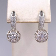 Сережки ХР. Родій. Камені: білий циркон. Довжина: 21 мм. Ширина: 9 мм.