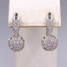 Сережки ХР. Родій. Камені: білий циркон. Довжина: 21 мм. Ширина: 9 мм.