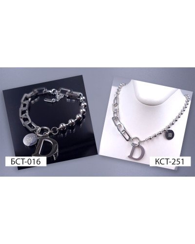 Ланцюжок із кулоном Stainless Steel. Сталь. Родій. Довжина ланцюжка: 38-43 см