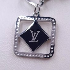 Подвійний ланцюжок із кулоном Stainless Steel. Сталь. Родій. Довжина основного ланцюжка: 41.5-46.5 см