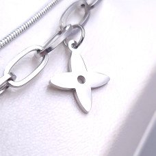 Подвійний ланцюжок із кулоном Stainless Steel. Сталь. Родій. Довжина основного ланцюжка: 41.5-46.5 см