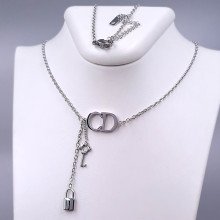 Ланцюжок із кулонами Stainless Steel. Сталь. Родій. Довжина ланцюжка: 43.5-49 см