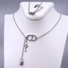 Ланцюжок із кулонами Stainless Steel. Сталь. Родій. Довжина ланцюжка: 43.5-49 см