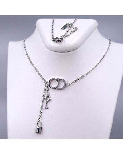 Ланцюжок із кулонами Stainless Steel. Сталь. Родій. Довжина ланцюжка: 43.5-49 см