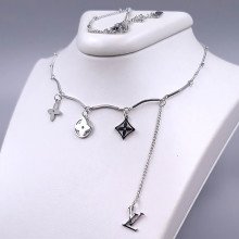 Ланцюжок із кулонами Stainless Steel. Сталь. Родій. Довжина ланцюжка: 40.5-46 см