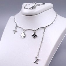 Ланцюжок із кулонами Stainless Steel. Сталь. Родій. Довжина ланцюжка: 40.5-46 см