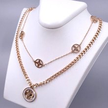 Подвійний ланцюжок із кулонами Stainless Steel. Сталь. Позолота ЧВ. Довжина основного ланцюжка: 40.5-46 см
