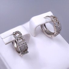 Сережки ХР. Родій. Камені: білий циркон. Діаметр: 15 мм. Ширина: 5 мм.