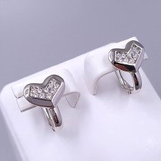 Сережки ХР. Родій. Камені: білий циркон. Довжина: 15 мм. Ширина: 11 мм.