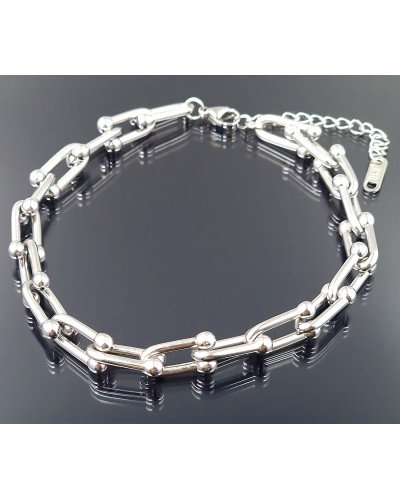 Браслет Stainless Steel. Сталь. Родій. Довжина: 22-27.5 см