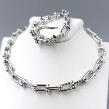 Ланцюжок Stainless Steel. Сталь. Родій. Довжина: 49-54 см Ширина: 7 мм