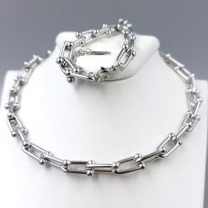 Ланцюжок Stainless Steel. Сталь. Родій. Довжина: 49-54 см Ширина: 7 мм