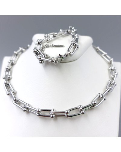 Ланцюжок Stainless Steel. Сталь. Родій. Довжина: 59-65 см Ширина: 7 мм