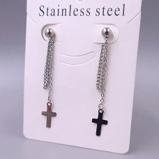 Сережки-гвоздики Stainless Steel. Сталь. Родій. Довжина: 53 мм. Ширина: 9 мм