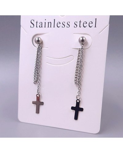Сережки-гвоздики Stainless Steel. Сталь. Родій. Довжина: 53 мм. Ширина: 9 мм