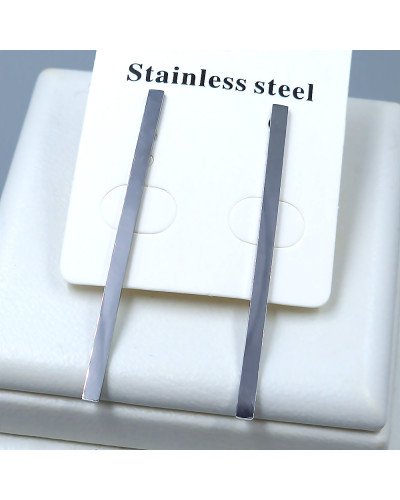 Сережки-гвоздики Stainless Steel. Сталь. Родій. Довжина: 50 мм. Ширина: 3 мм