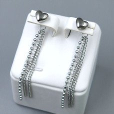 Сережки-гвоздики Stainless Steel. Сталь. Родій. Довжина: 58 мм. Ширина: 7 мм