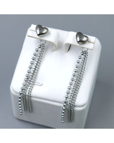 Сережки-гвоздики Stainless Steel. Сталь. Родій. Довжина: 58 мм. Ширина: 7 мм
