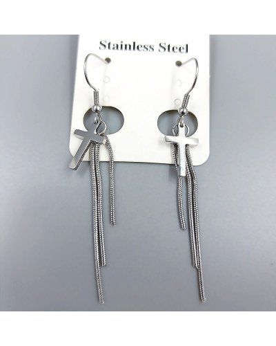 Сережки Stainless Steel. Сталь. Родій. Довжина: 68 мм. Ширина: 10 мм.