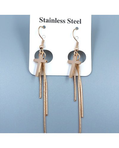Сережки Stainless Steel. Сталь. Позолота ЧВ. Довжина: 68 мм. Ширина: 10 мм.