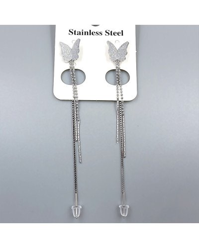 Сережки-протяжки Stainless Steel. Сталь. Родій. Довжина: 84 мм. Ширина: 11 мм.