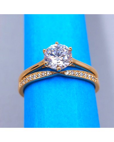 Подвійна каблучка XР. Позолота 18К. Камені: білий циркон. Є: 19р