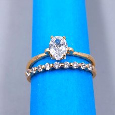 Подвійна каблучка XР. Позолота 18К. Камені: білий циркон. Є: 19р 20р