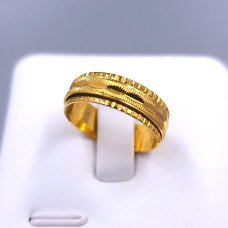 Сталеве кільце з рифленням. Позолота 18К. Є: 17р
