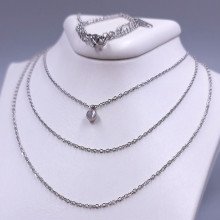 Потрійний ланцюжок Stainless Steel. Сталь. Родій. Довжина основного ланцюжка: 40-45 см