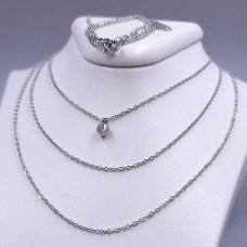 Потрійний ланцюжок Stainless Steel. Сталь. Родій. Довжина основного ланцюжка: 40-45 см