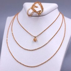 Потрійний ланцюжок Stainless Steel. Сталь. Позолота ЧВ. Довжина: 39-44 см