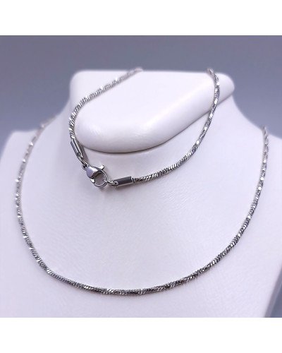 Ланцюжок Stainless Steel. Сталь. Родій. Довжина: 60 см Ширина: 2 мм