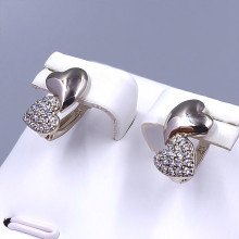 Серьги ХР. Родий. Камені: білий циркон. Довжина: 15 мм. Ширина: 8 мм.