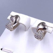 Серьги ХР. Родий. Камені: білий циркон. Довжина: 15 мм. Ширина: 8 мм.