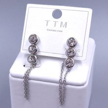 Сережки-гвоздики Stainless Steel. Сталь. Родій. Довжина: 40 мм. Ширина: 6 мм.