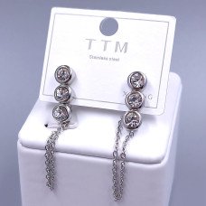 Сережки-гвоздики Stainless Steel. Сталь. Родій. Довжина: 40 мм. Ширина: 6 мм.